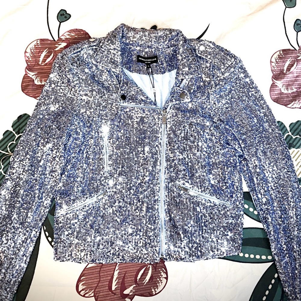 Generation Love Shimmering Silver Bomber Jacket